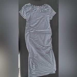 Ingrid + Isabel Striped Navy and White Cotton Women's Maternity Dress
